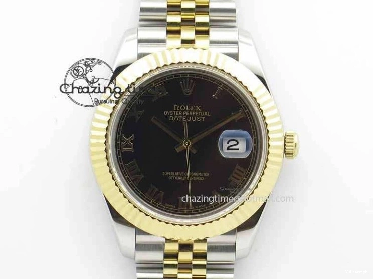 Roman YG Maker Black On Bracelet Edition A2813 BP Best 41mm DateJust SS Jubilee Dial II 0521